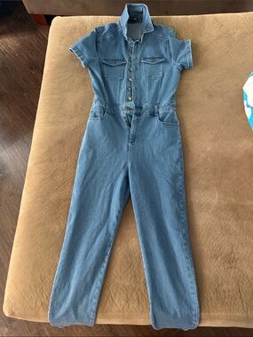 Fashion Nova Light Blue Denim Jumpsuit